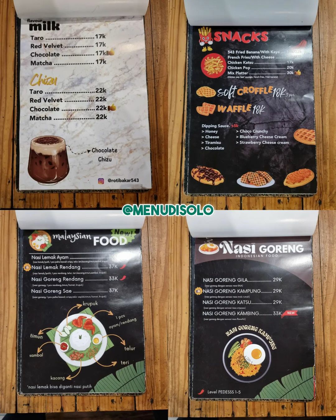 Buku Harga Menu Roti Bakar 543 di Solo - Buku Menu di Solo Terbaru