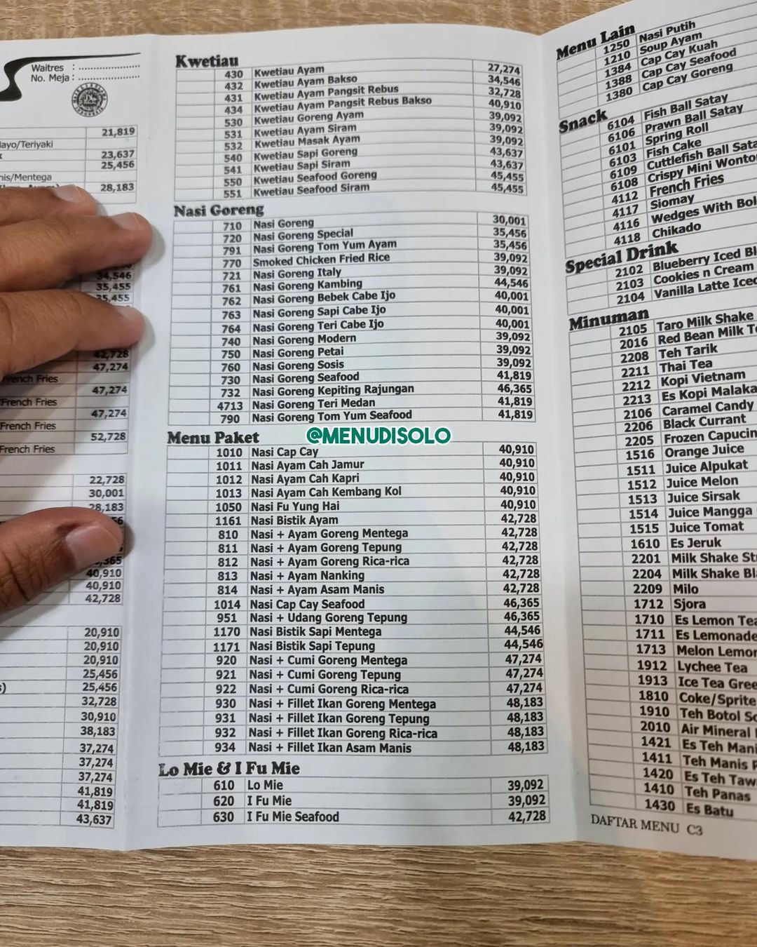 Buku harga menu solaria solo square buku menu di solo terbaru